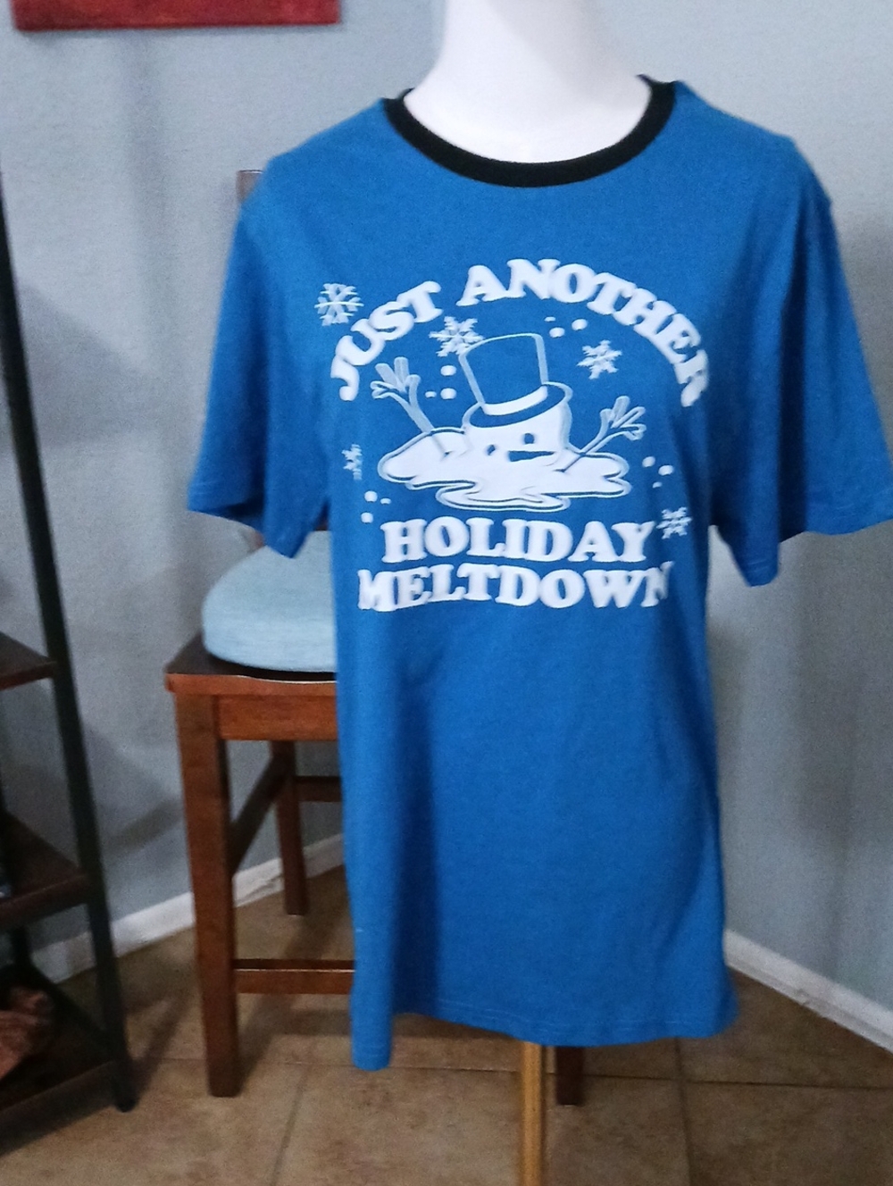 NEW!! Blue Holiday Melted Snowman Graphic Tee